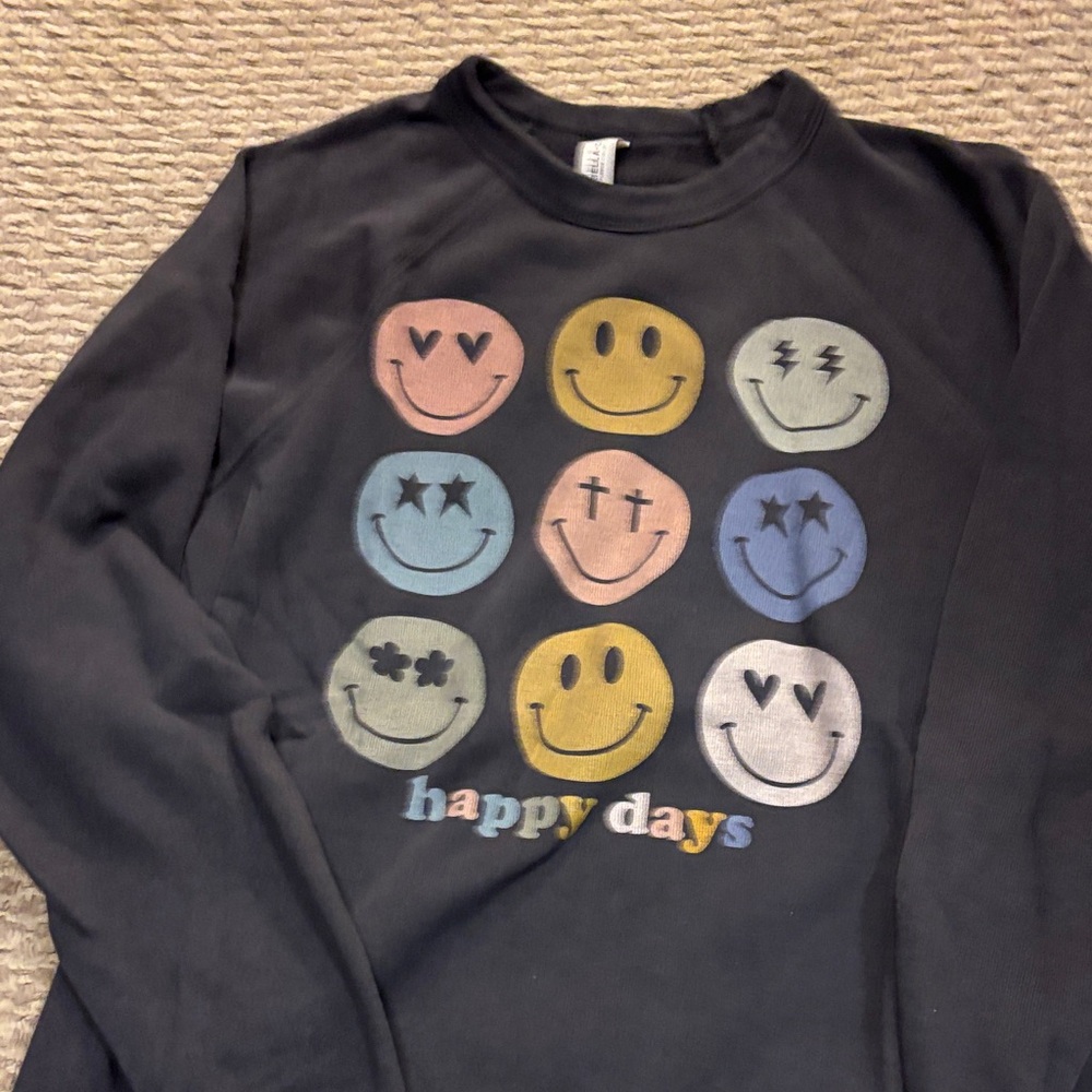 Black Happy Days Smiley Face Sweatshirt